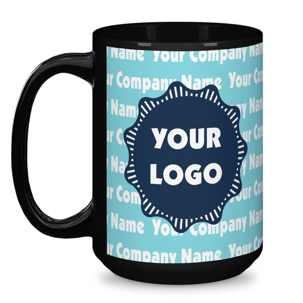 Logo & Company Name Coffee Mug - 15 oz - Black