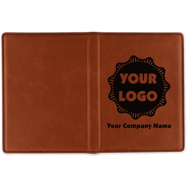 Logo & Company Name Cognac Leather Passport Holder Outside Single Sided - Apvl