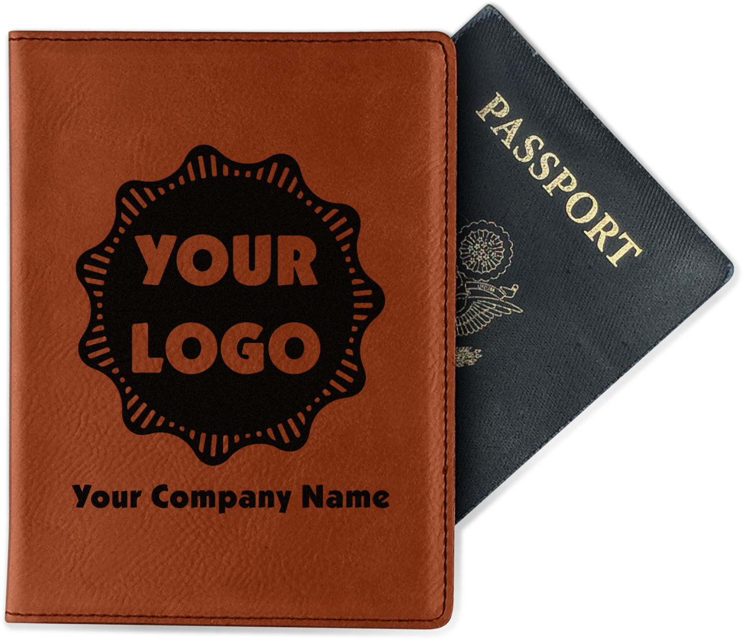 Logo & Company Name Leatherette Passport Holder (Personalized