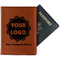 Logo & Company Name Cognac Leather Passport Holder With Passport - Main