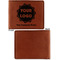 Logo & Company Name Cognac Leatherette Bifold Wallets - Front and Back Single Sided - Apvl