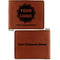 Logo & Company Name Cognac Leatherette Bifold Wallets - Front and Back
