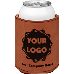 Logo & Company Name Leatherette Can Sleeve - Single Sided (Personalized)