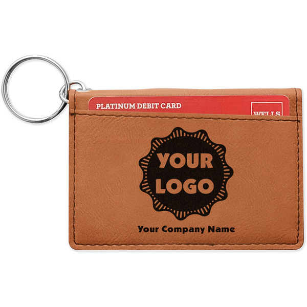 Custom Logo & Company Name Leatherette Keychain ID Holder - Double-Sided
