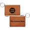 Logo & Company Name Cognac Leatherette Keychain ID Holders - Front and Back Apvl