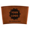 Logo & Company Name Cognac Leatherette Mug Sleeve - Flat
