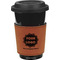 Logo & Company Name Cognac Leatherette Mug Sleeve - Front