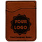 Logo & Company Name Cognac Leatherette Phone Wallet close up