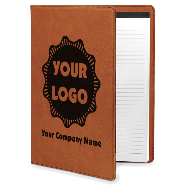 Custom Logo & Company Name Leatherette Portfolio with Notepad - Large - Single-Sided