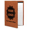Logo & Company Name Cognac Leatherette Portfolios with Notepad - Large - Main
