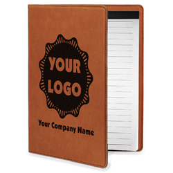 Logo & Company Name Leatherette Portfolio with Notepad - Small - Single-Sided