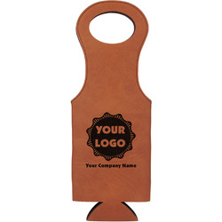 Logo & Company Name Leatherette Wine Tote - Double Sided (Personalized)