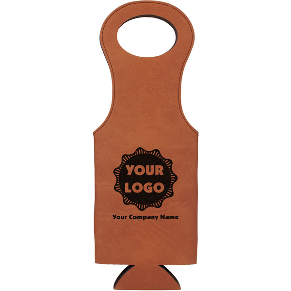Custom Logo & Company Name Leatherette Wine Tote - Single-Sided