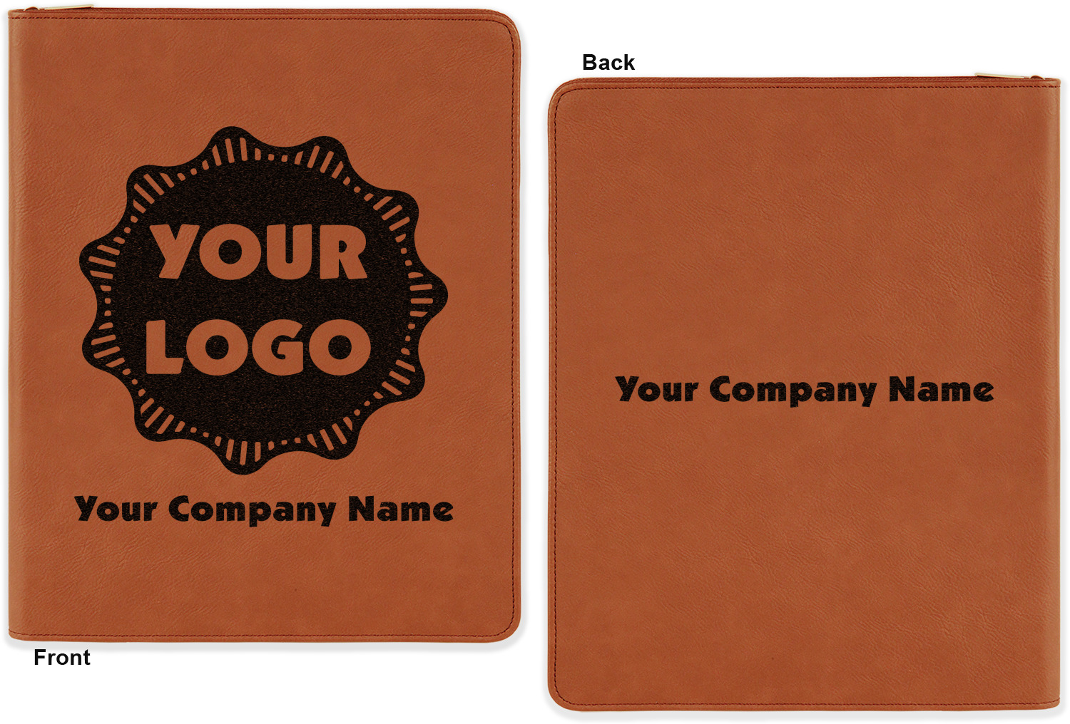 Custom Logo & Company Name Leatherette Zipper Portfolio with Notepad