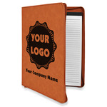 Logo & Company Name Leatherette Zipper Portfolio with Notepad - Double-Sided