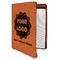 Logo & Company Name Cognac Leatherette Zipper Portfolios with Notepad - Main