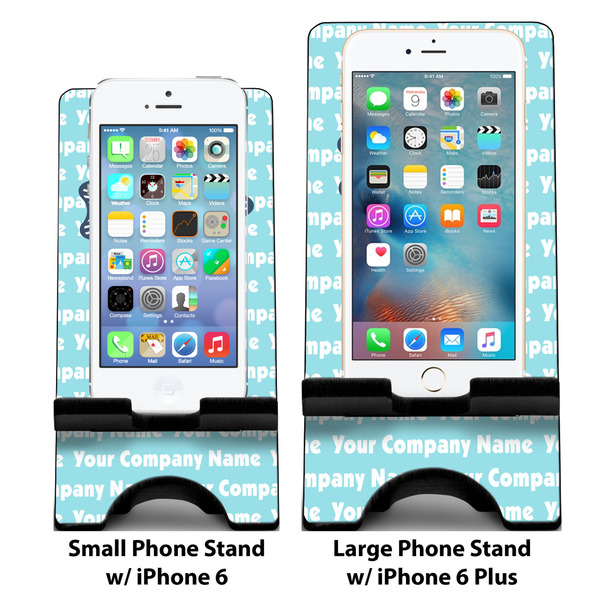 Logo & Company Name Compare Phone Stand Sizes - with iPhones
