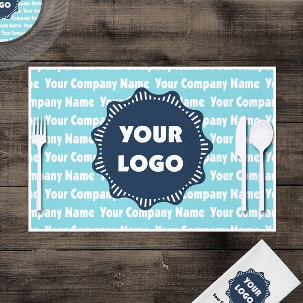 Logo & Company Name Disposable Paper Placemat - In Context