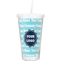 Logo & Company Name Double Wall Tumbler with Straw (Personalized)
