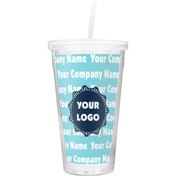 Custom Logo & Company Name Double Wall Tumbler with Straw