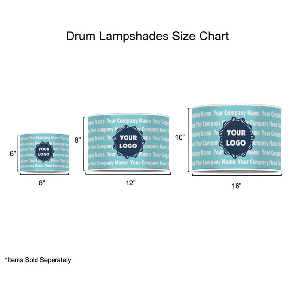 Logo & Company Name Drum Lampshades - Sizing Chart
