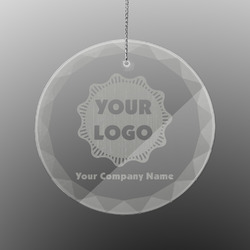 Logo & Company Name Engraved Glass Ornament - Round