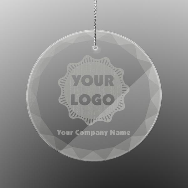 Custom Logo & Company Name Engraved Glass Ornament - Round