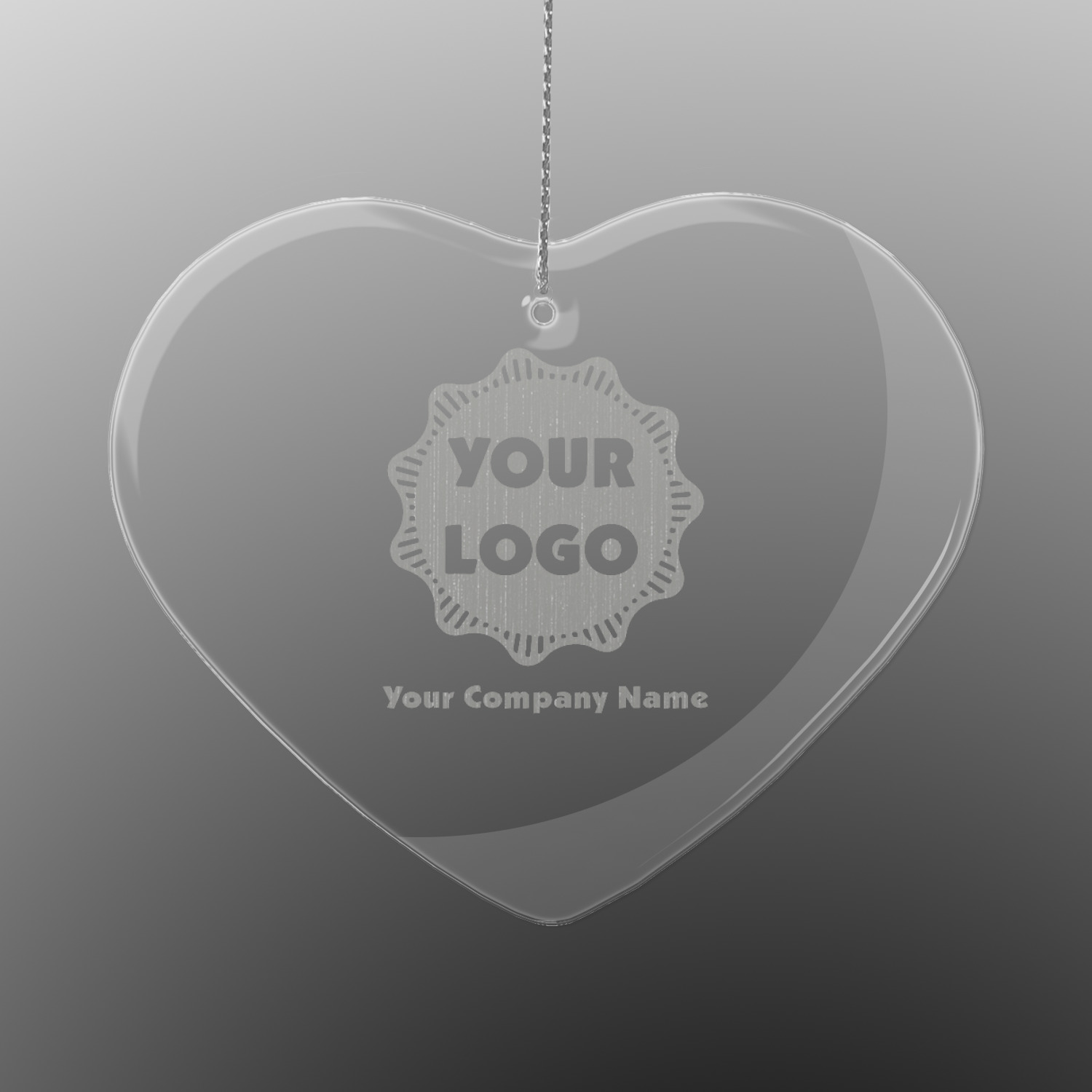 Logo & Company Name Engraved Glass Ornament YouCustomizeIt