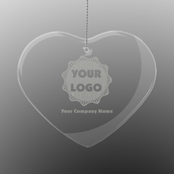 Logo & Company Name Engraved Glass Ornament - Heart