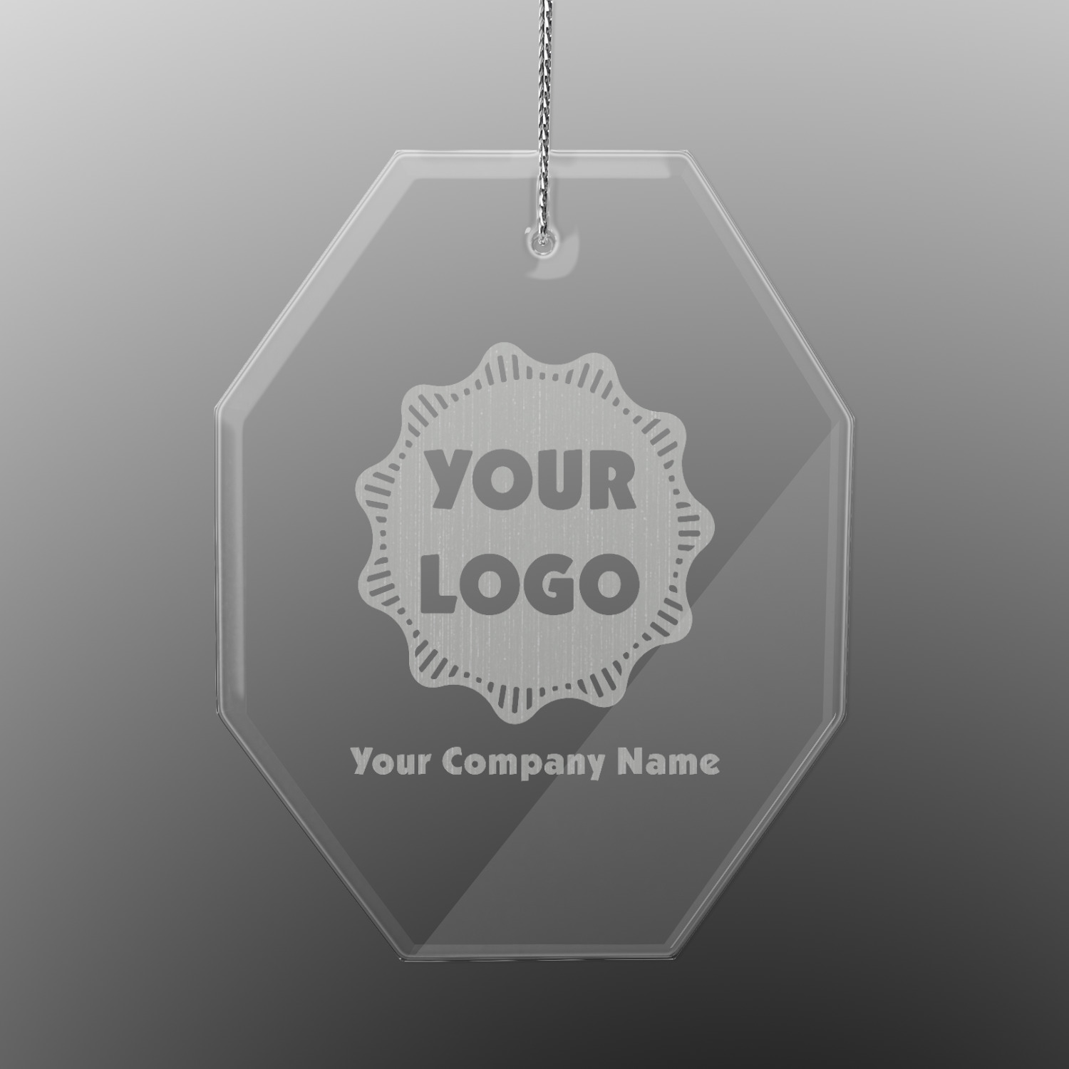 Logo & Company Name Engraved Glass Ornament YouCustomizeIt