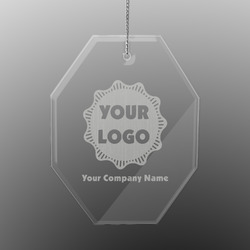 Logo & Company Name Engraved Glass Ornament - Octagon