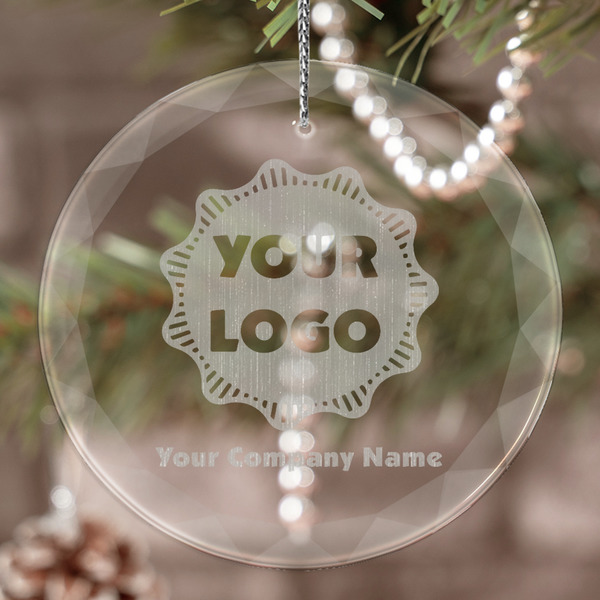 Custom Logo & Company Name Engraved Glass Ornament