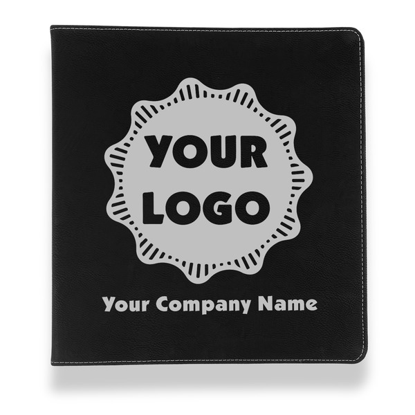 Custom Logo & Company Name Leather Binder - 1" - Black