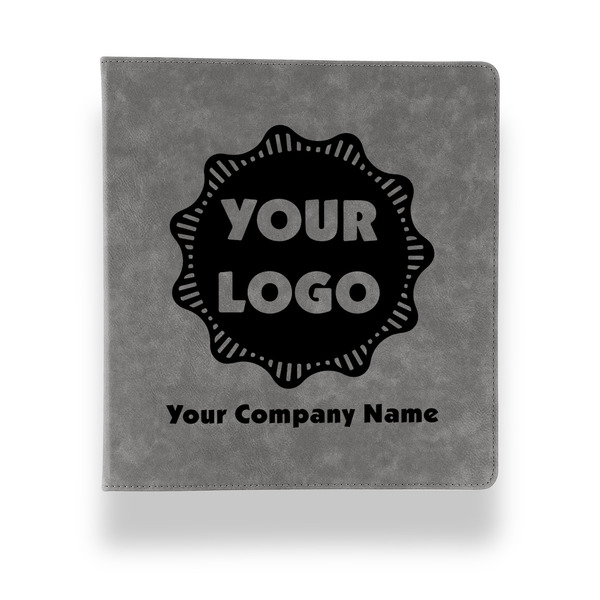 Custom Logo & Company Name Leather Binder - 1" - Grey
