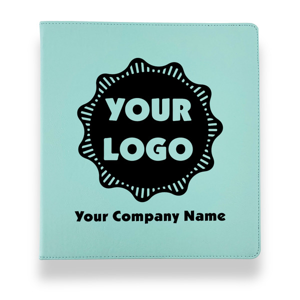 Logo & Company Name Leather Binders - 1" - Teal - Front View