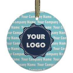 Logo & Company Name Flat Glass Ornament - Round