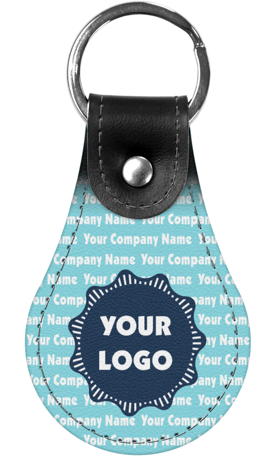 Logo & Company Name Genuine Leather Keychain (Personalized