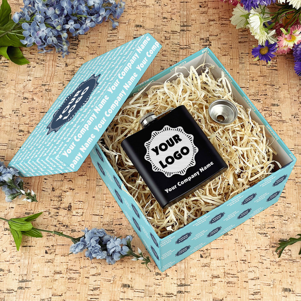 Logo & Company Name Gift Boxes with Lid - Canvas Wrapped - Large - In Context