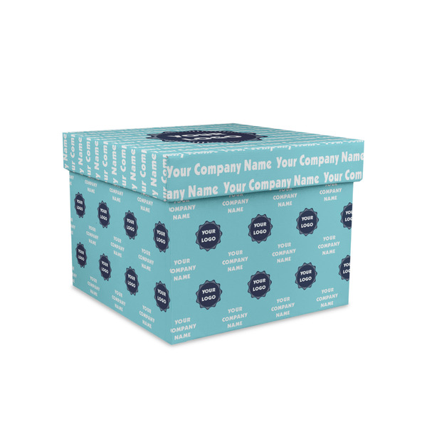 Custom Logo & Company Name Gift Box with Lid - Canvas Wrapped - Medium