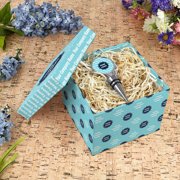 Logo & Company Name Gift Boxes with Lid - Canvas Wrapped - Medium - In Context