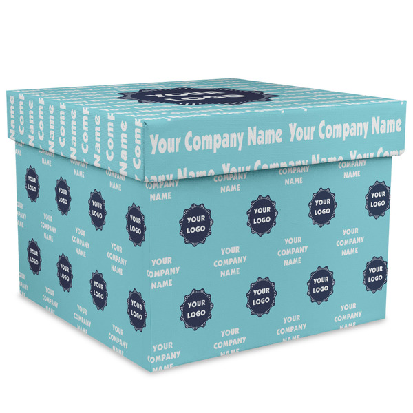 Custom Logo & Company Name Gift Box with Lid - Canvas Wrapped - XX-Large