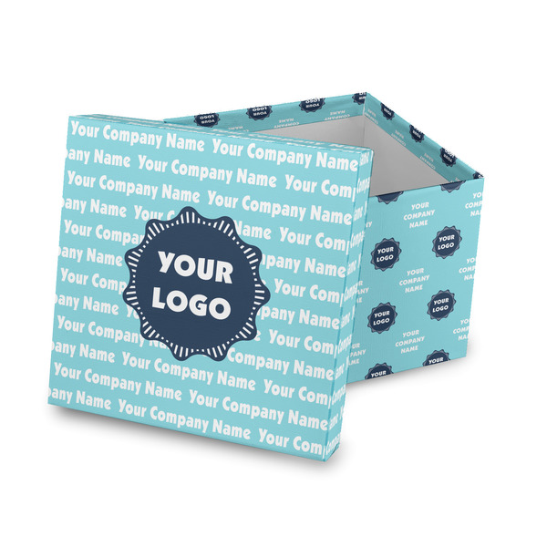 Custom Logo & Company Name Gift Box with Lid - Canvas Wrapped