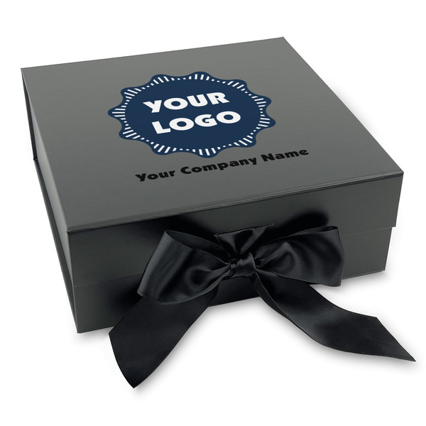 Custom Logo & Company Name Gift Box with Magnetic Lid - Black