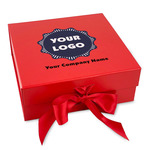 Logo & Company Name Gift Box with Magnetic Lid - Red