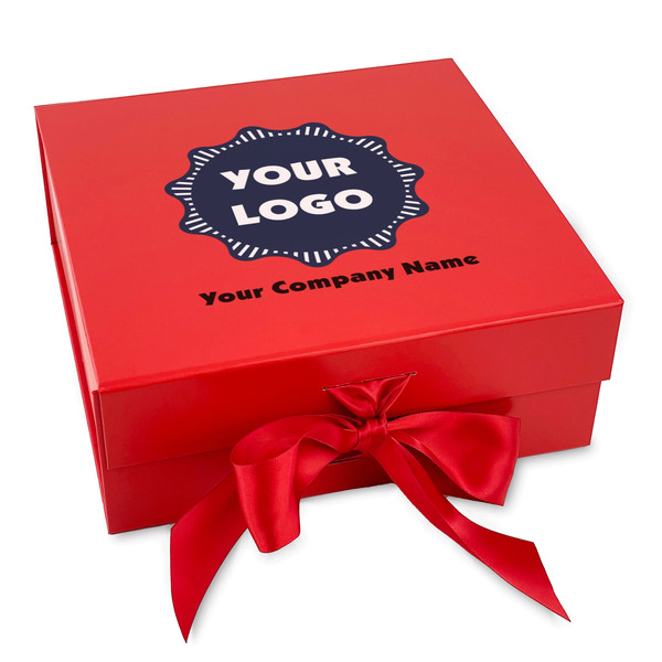 Custom Logo & Company Name Gift Box with Magnetic Lid - Red