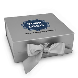 Logo & Company Name Gift Box with Magnetic Lid - Silver