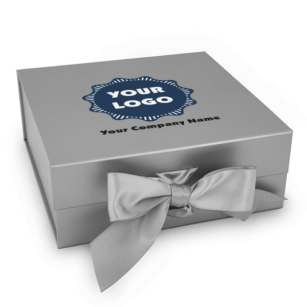Custom Logo & Company Name Gift Box with Magnetic Lid - Silver