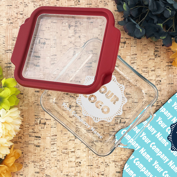 Logo & Company Name Glass Cake Dish - LIFESTYLE (8x8)