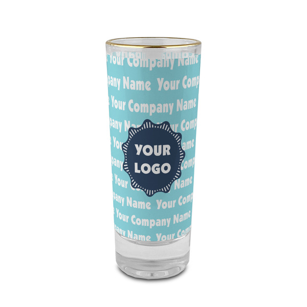 Custom Logo & Company Name 2 oz Shot Glass - Glass with Gold Rim