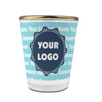 Logo & Company Name Glass Shot Glass - 1.5 oz - with Gold Rim - Set of 4